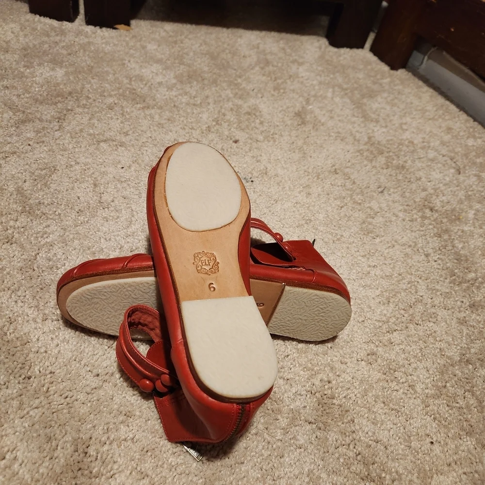 ELF Red Women's Flats with Ankle Strap